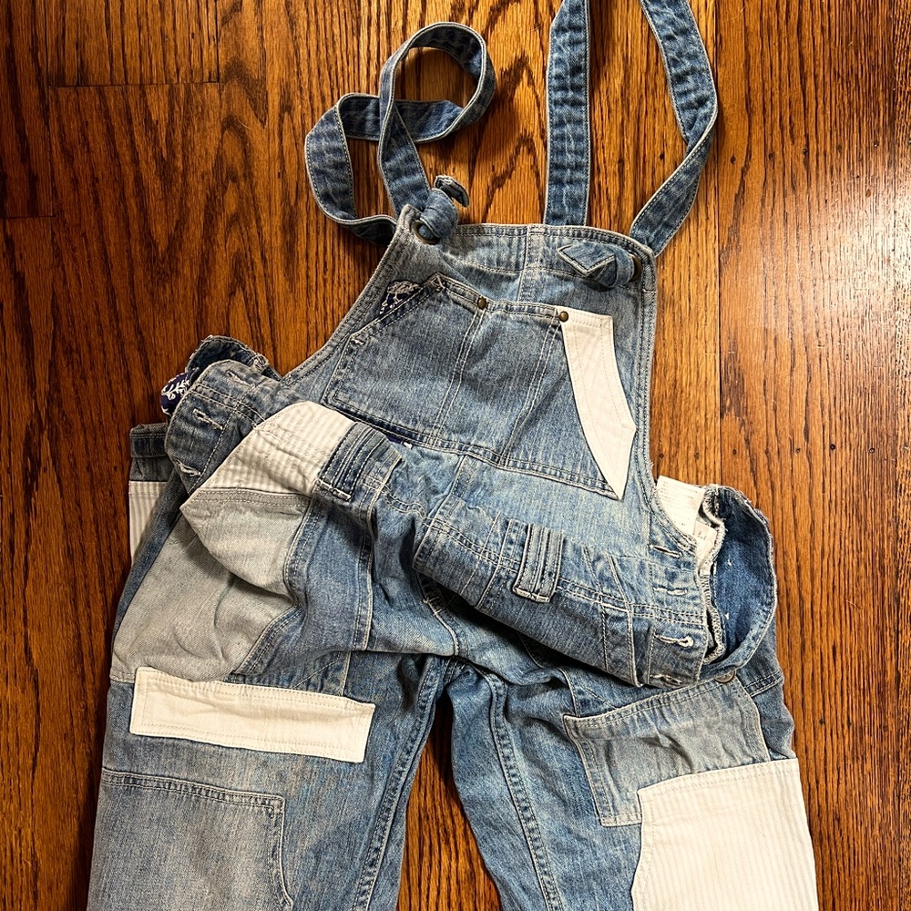 Anthropologie Pilcro The Wanderer Relaxed Patchwork Denim Overalls